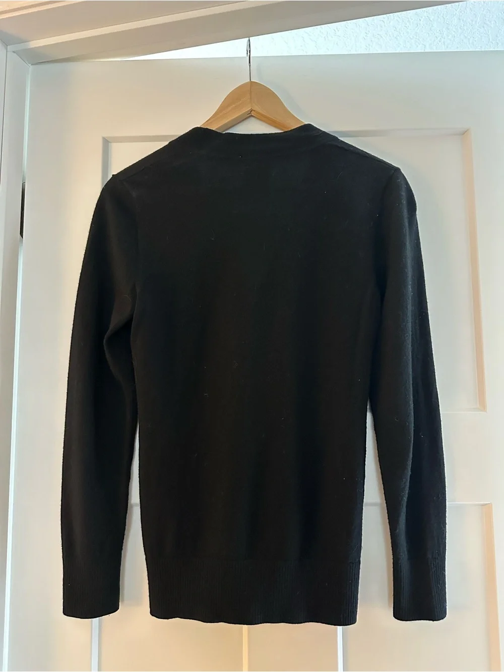 Tory Burch Black V‑Neck Cardigan with Gold Logo Buttons